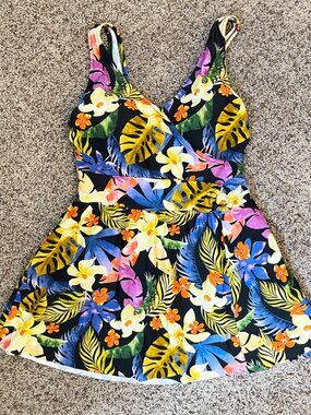 Seekers Essentials Australia Tropical Swim Dress One Piece Size 12 Floral Swim